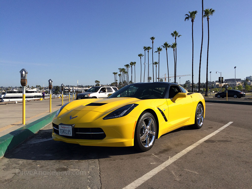 c7 corvette and palm trees