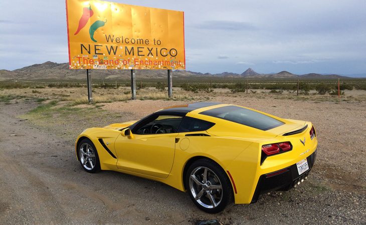 corvette at the New Mexico state line along I-10 east
