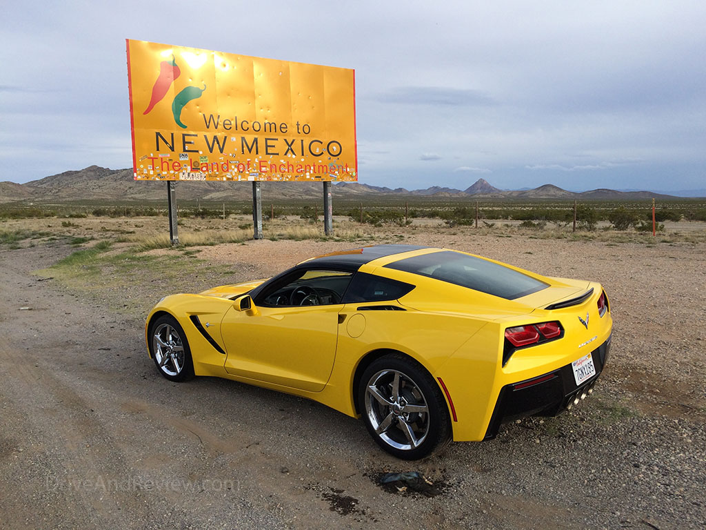corvette at the New Mexico state line along I-10 east