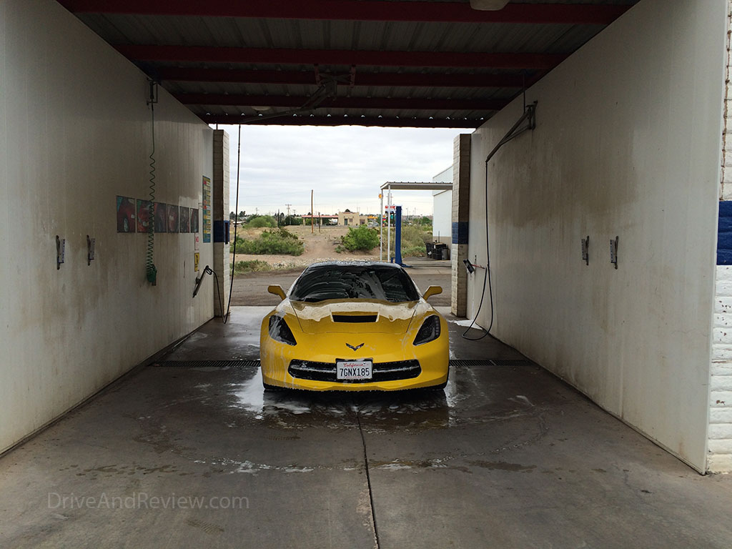 washing the bugs off the corvette