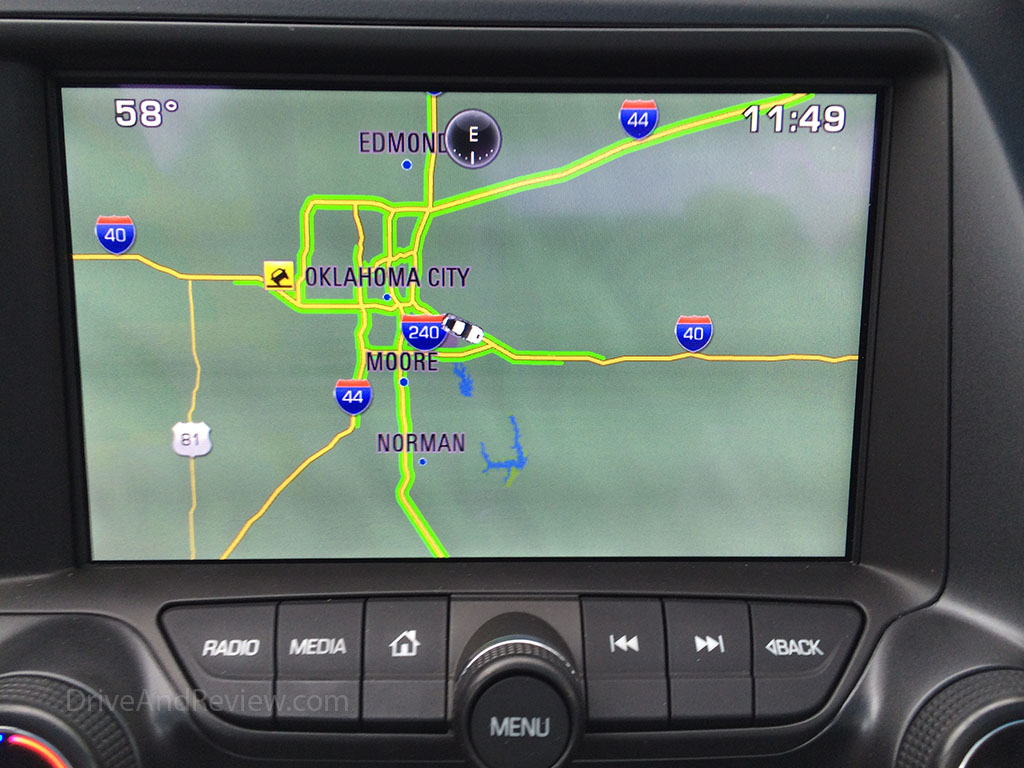 oklahoma city on the nav system display