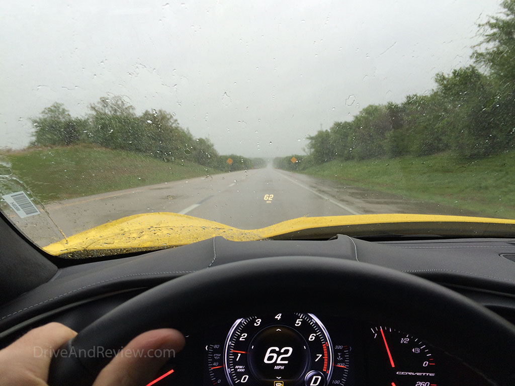 driving the corvette in heavy rain