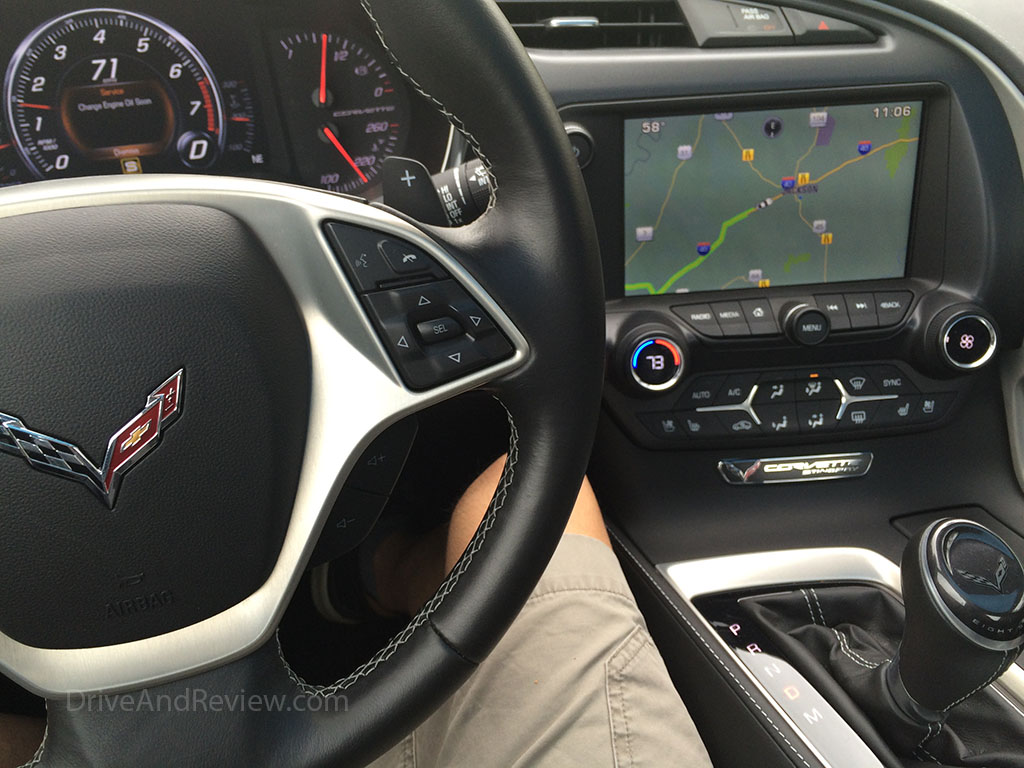 c7 corvette interior showing nav screen