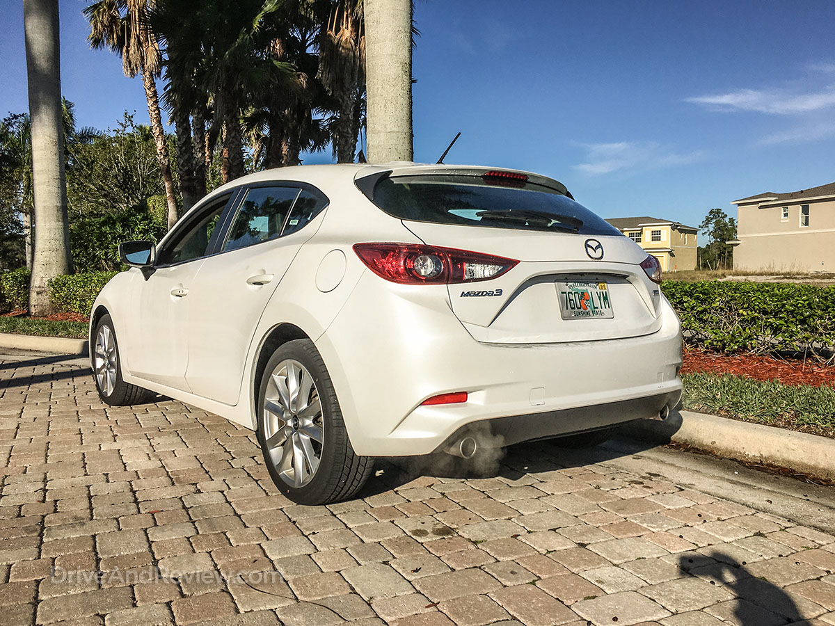 2017 white Mazda 3 hatchback Rear view