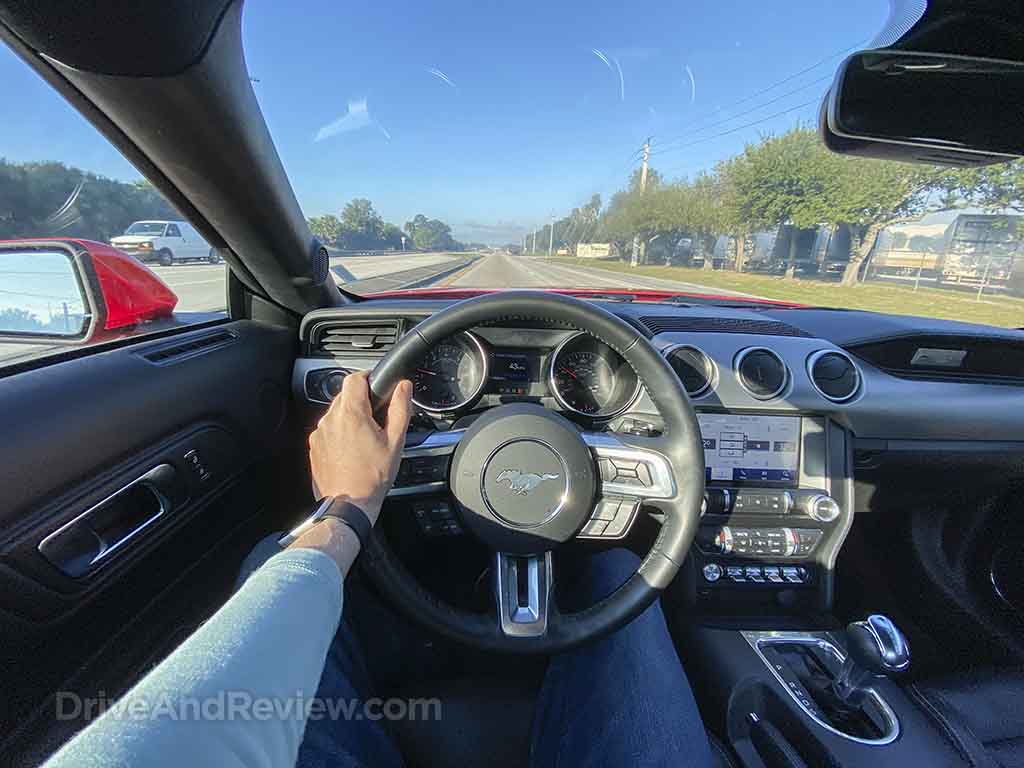 Driving a Ford Mustang 