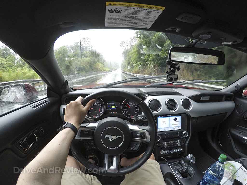 Driving Mustang GT in the rain
