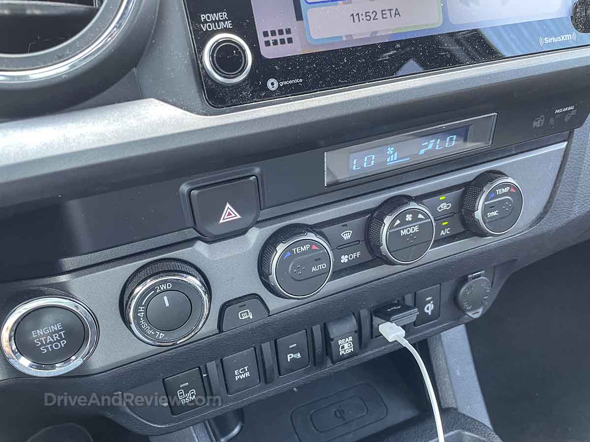 2021 Toyota Tacoma climate control buttons