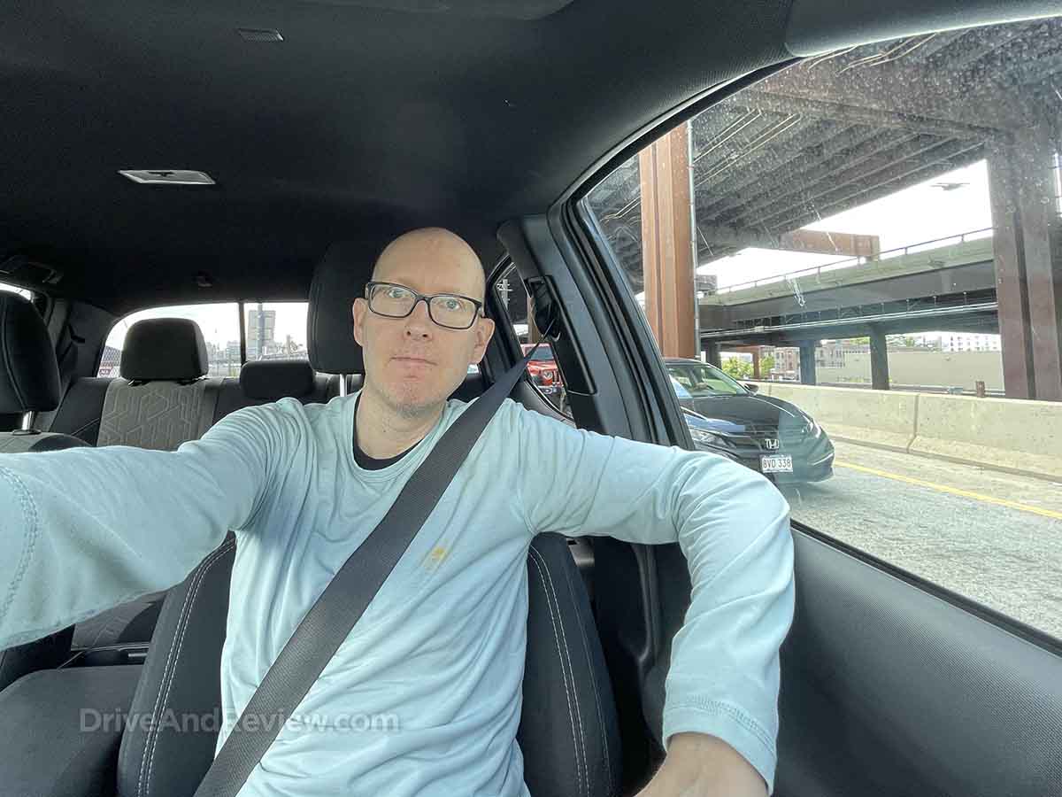 Driving a Toyota Tacoma in city traffic