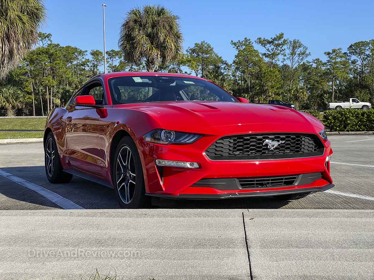 red 2021 Ford Mustang EcoBoost front end