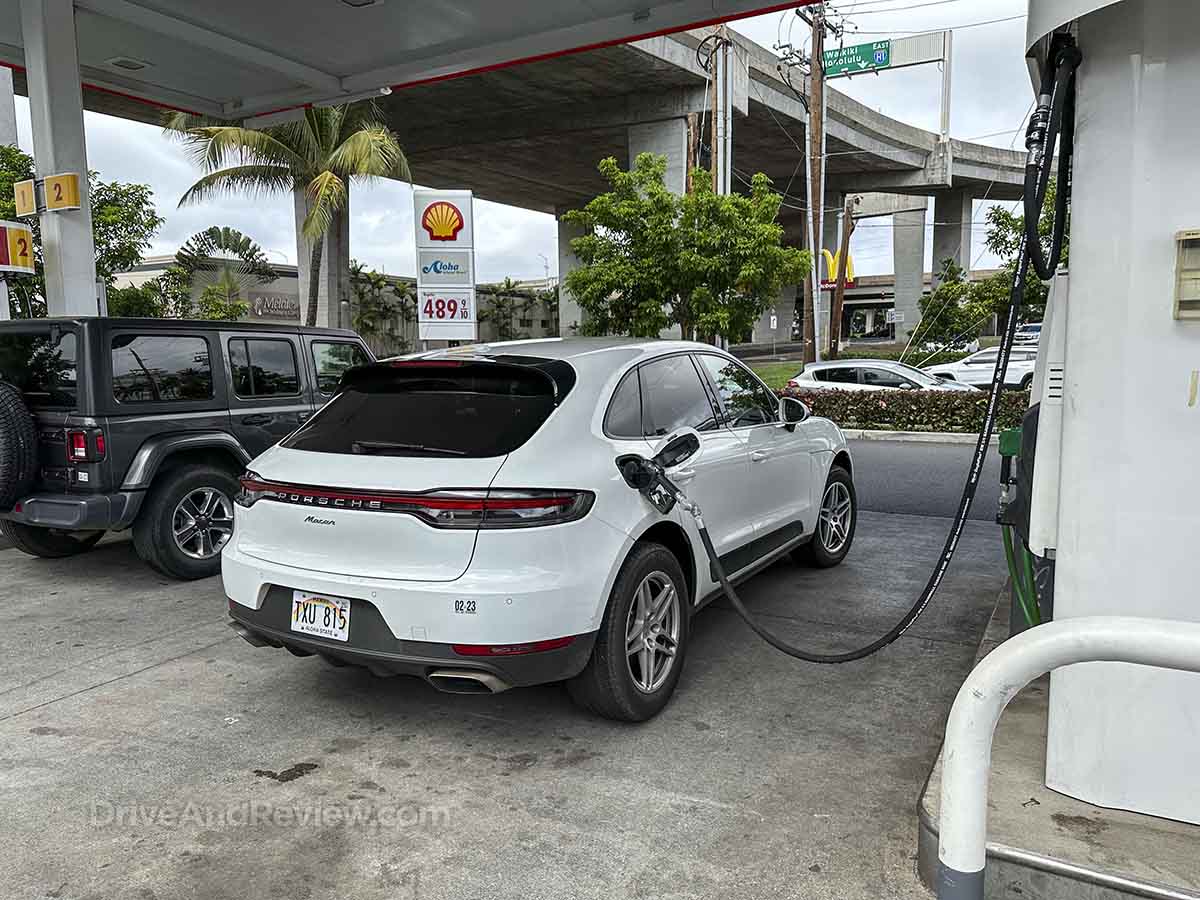 2020 Porsche Macan filling up with gas