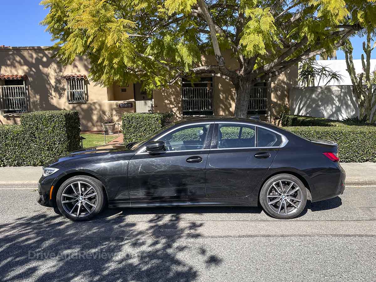 Black 2021 BMW 330i side view