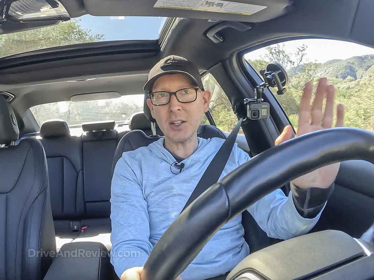 Sitting in the drivers seat of a BMW 330i