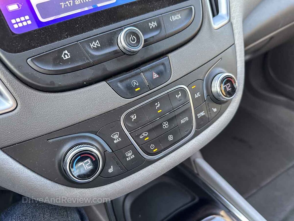 Chevy Malibu dual zone climate control system