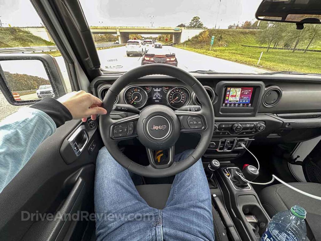 POV driving a jeep gladiator