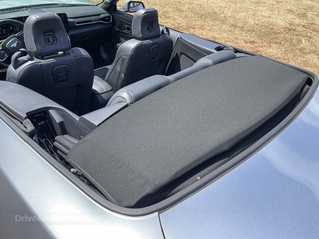 Silver 2025 Ford Mustang convertible boot
