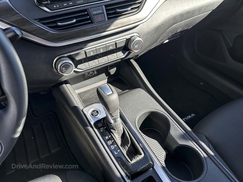 2026 Nissan Altima center console with the automatic gearshift lever