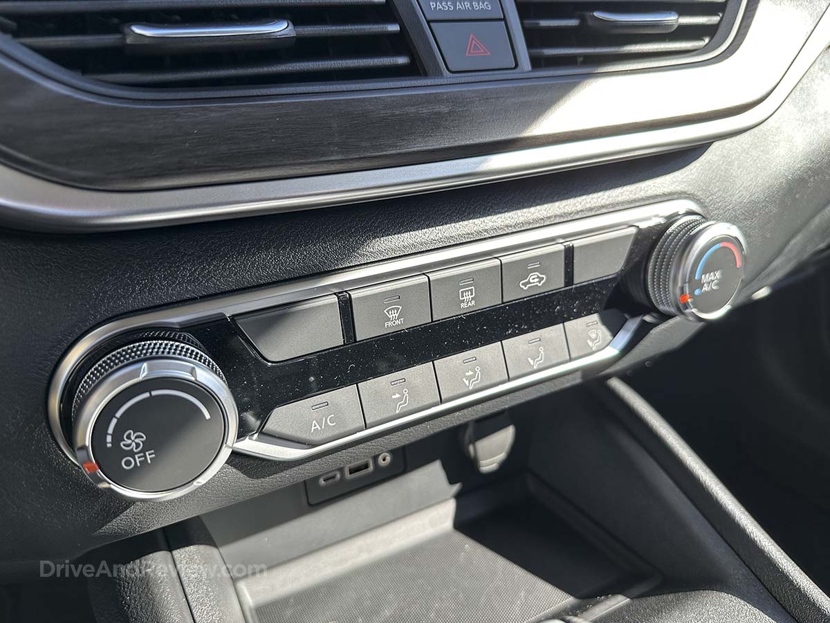 2026 Nissan Altima physical buttons and knobs for the climate control system
