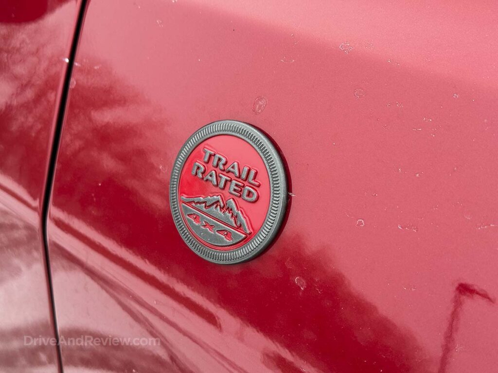 2025 Jeep Compass Trailhawk trail rated badge on the fender