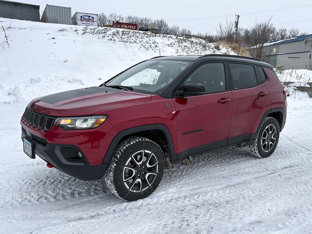 Dark red 2025 Jeep Compass Trailhawk 