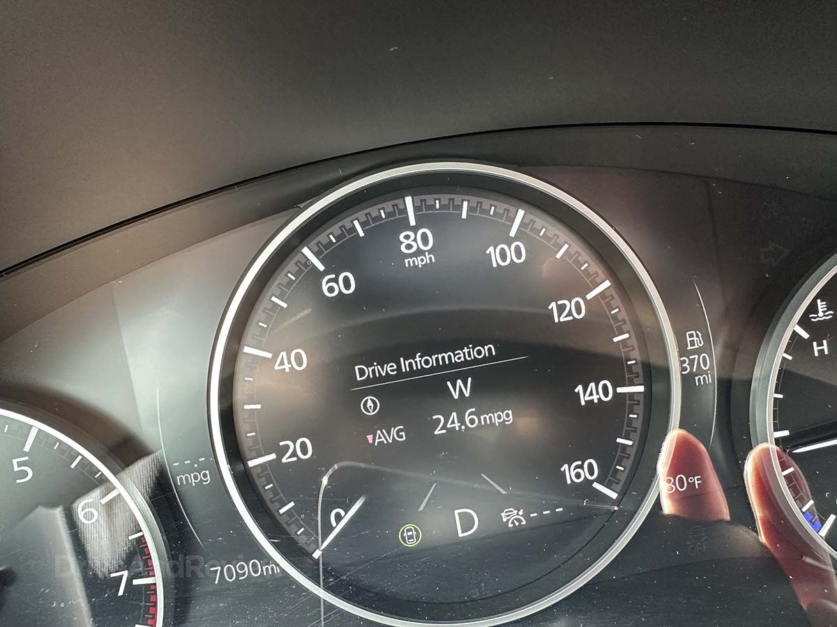 Speedometer showing MPG in the 2026 Mazda 3