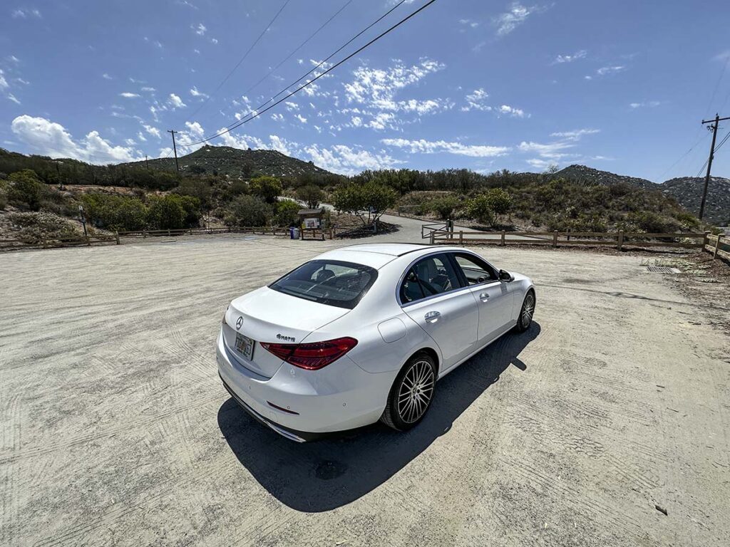White 2025 Mercedes Benz C300 overall size
