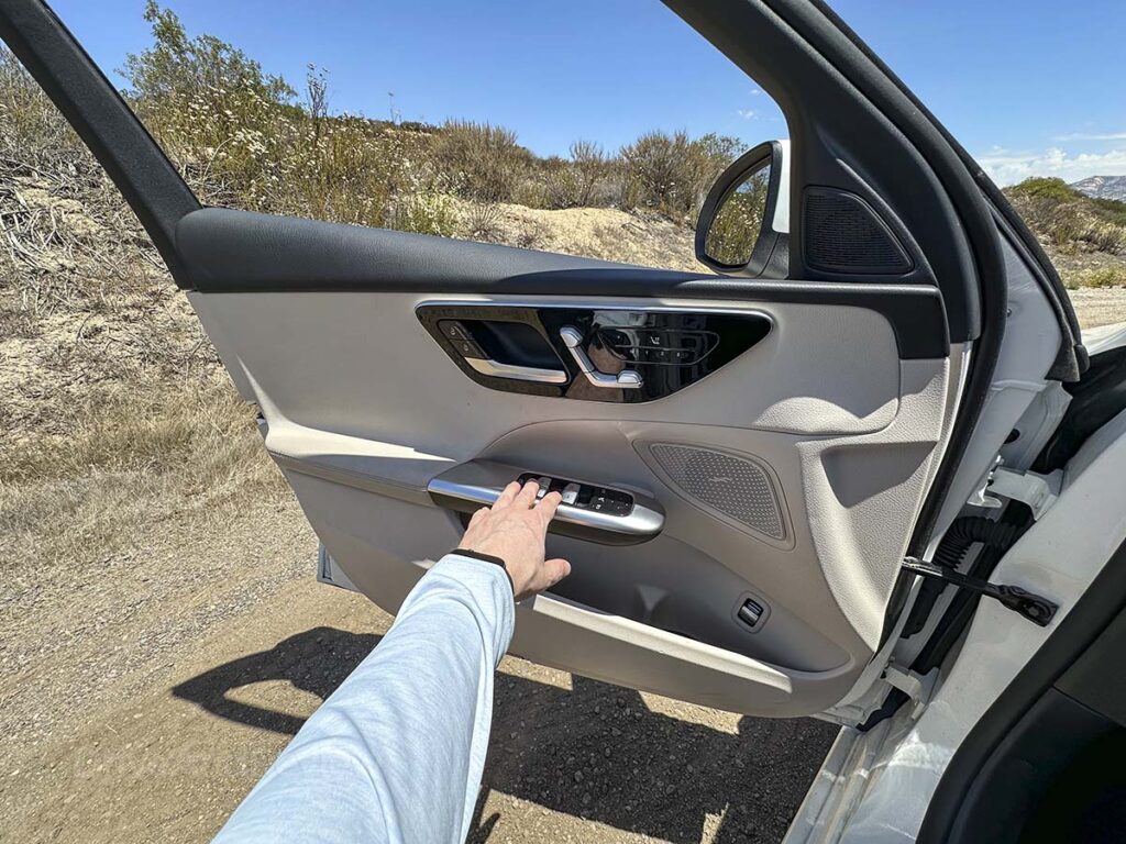 Closing the driver side door in a 2025 Mercedes Benz C300