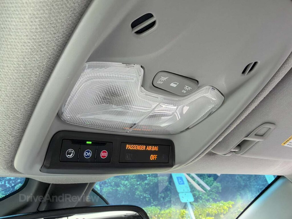 2024 Chevy Bolt overhead panel with lights and OnStar button