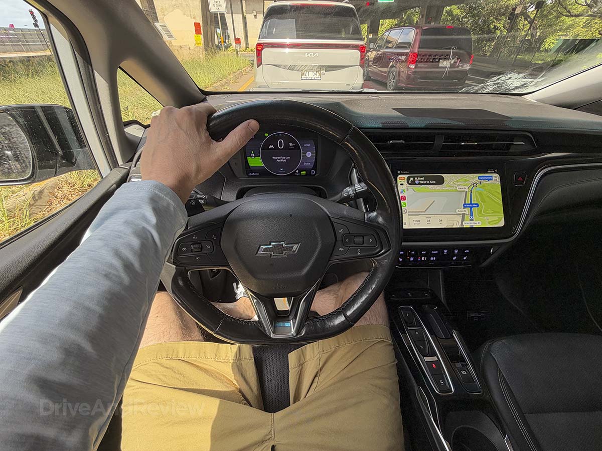 Driving a 2024 Chevrolet Bolt EV in heavy city traffic