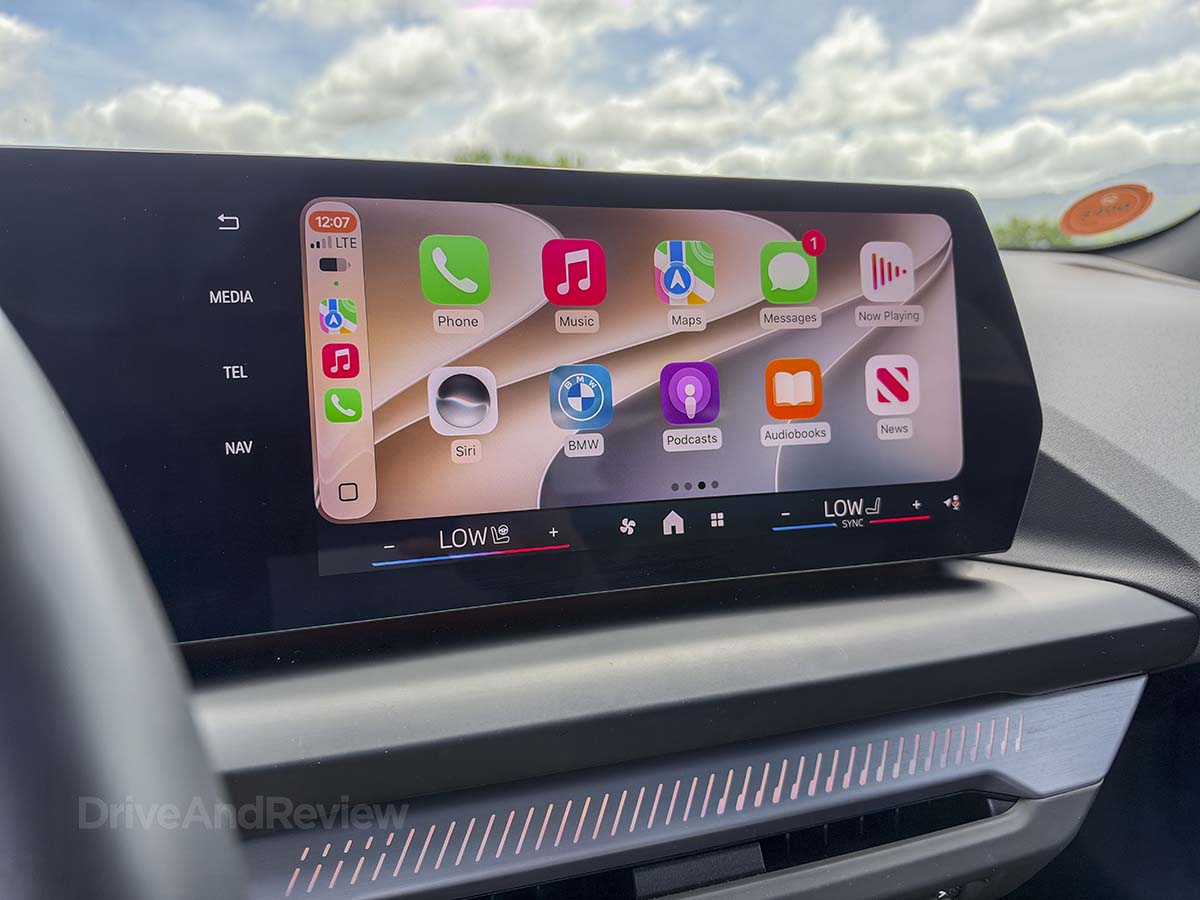 2026 BMW 228 xDrive infotainment screen showing wireless Apple CarPlay